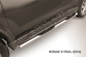 Защита порогов d76 с проступями Nissan X-TRAIL (2015)