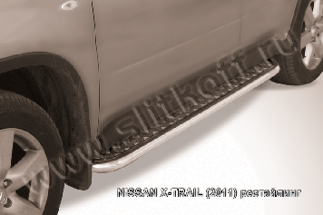 Защита порогов d42 с листом Nissan X-Trail (2011) Рестайлинг