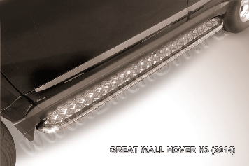 Защита порогов d42 с листом усиленная Great Wall Hover H3 (2014)