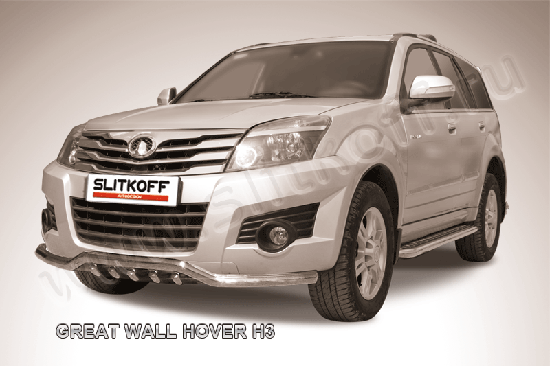 Защита переднего бампера d57 с защитой картера Great Wall Hover H3 (2010-2015)