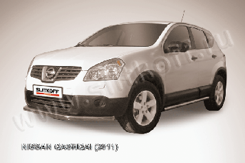 Защита переднего бампера d57 длинная Nissan Qashqai (2010-2013)
