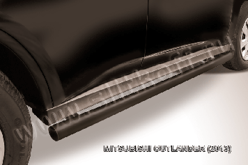 Защита порогов d57 труба черная Mitsubishi Outlander (2012-2015)
