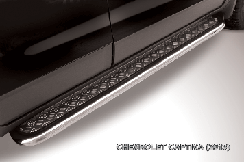 Защита порогов d57 с листом усиленная Chevrolet CAPTIVA (2013)