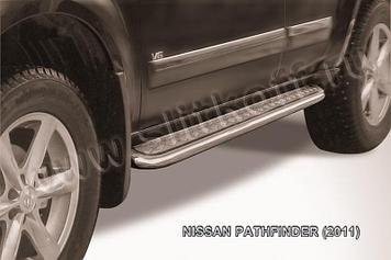 Защита порогов d57 с листом Nissan Pathfinder (2011)