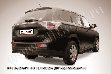 Защита заднего бампера d57 "волна" черная Mitsubishi Outlander (2014-2015)