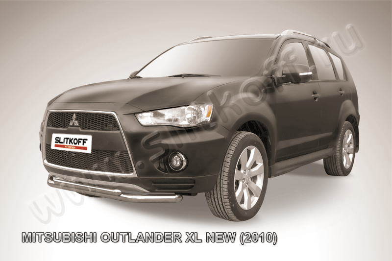 Защита переднего бампера d57+d42 двойная Mitsubishi Outlander XL (2009-2013)