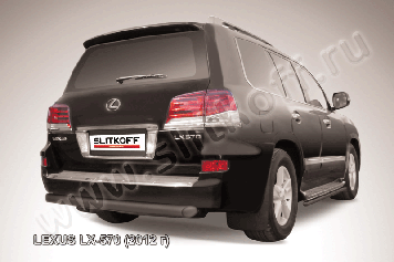Защита заднего бампера d76 черная Lexus LX-570