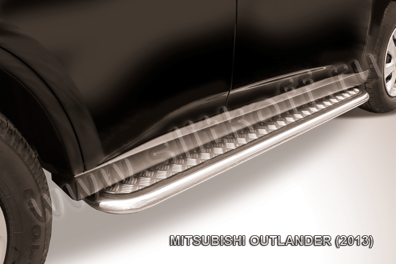 Защита порогов d42 с листом усиленная Mitsubishi Outlander (2012-2015)