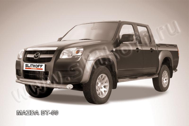 Защита переднего бампера d76+d57 двойная Mazda BT-50 (2006-2011)
