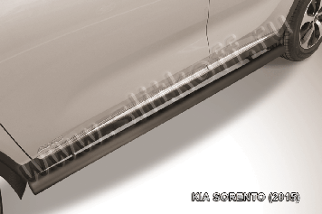 Защита порогов d76 труба черная Kia Sorento (2014-2017)