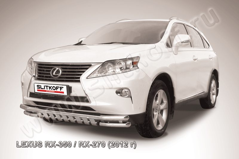Защита переднего бампера d57+d57 двойная с защитой картера Lexus RX-350/RX-270 (2012-2015)