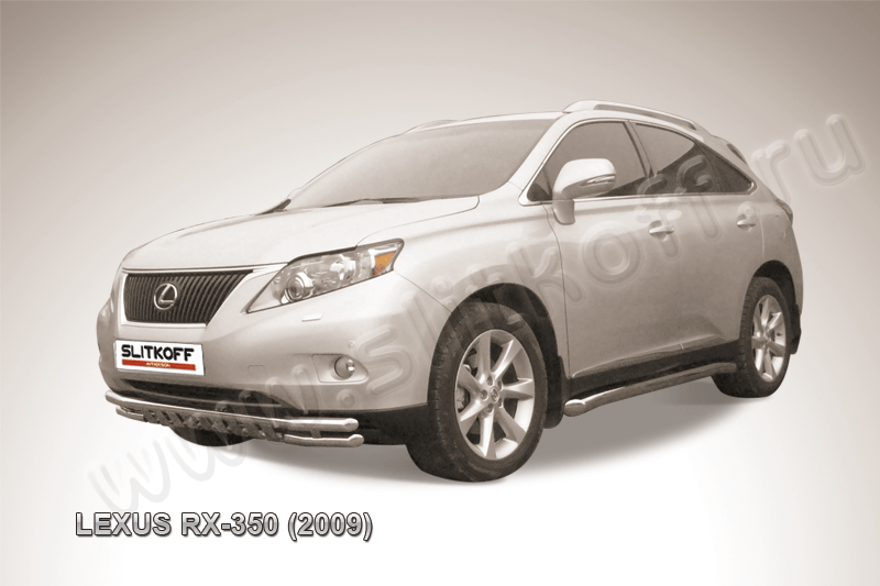 Защита переднего бампера d57+d57 двойная с защитой картера Lexus RX-350 (2008-2012)