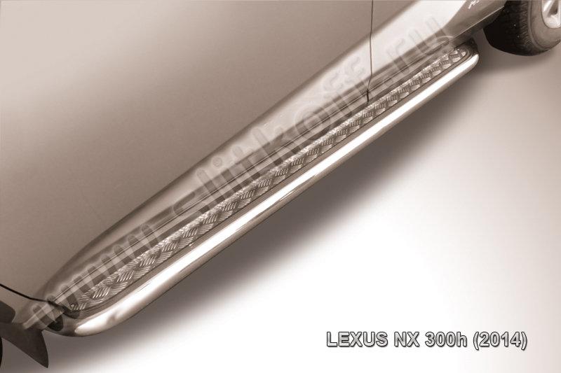 Защита порогов d57 с листом усиленная Lexus NX-300h (2014-2021)