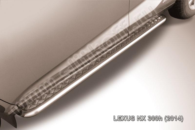 Защита порогов d42 с листом усиленная Lexus NX-300h (2014-2021)