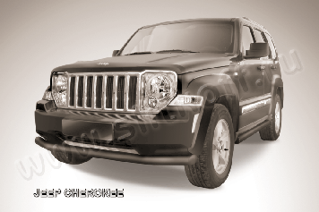 Защита переднего бампера d76 черная Jeep Cherokee KK (2007-2012)