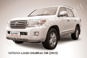 Защита переднего бампера d76 черная Toyota Land Cruiser 200 (2012-2015)