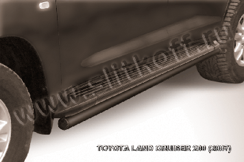 Защита штатного порога d57 черная Toyota Land Cruiser 200 (2007-2012)