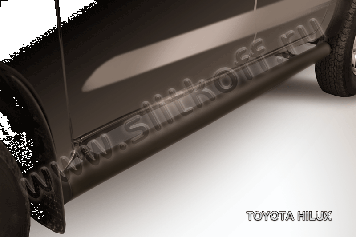 Защита порогов d76 труба черная Toyota Hilux (2004-2011)