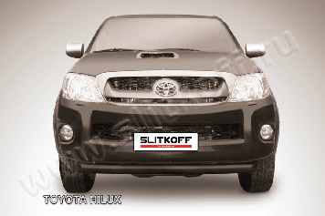 Защита переднего бампера d76 радиусная черная Toyota Hilux (2004-2011)