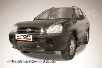 Защита переднего бампера d57 черная Hyundai Santa-Fe Classic Таганрог (2000-2012)