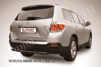 Защита заднего бампера d57 радиусная черная Toyota Highlander (2010-2013)