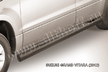 Защита порогов d76 труба черная Suzuki Grand Vitara (2012-2015)