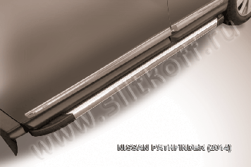 Пороги алюминиевые "Luxe Silver" Nissan Pathfinder (2014)