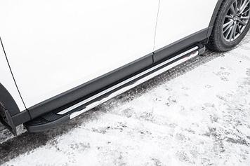 Пороги алюминиевые "Luxe Black" 1700 черные Mazda CX-5 (2017)