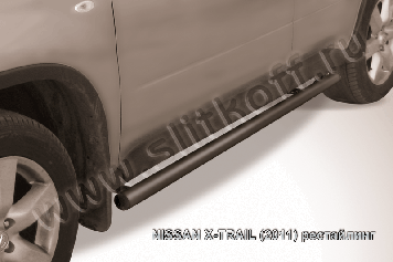 Защита порогов d57 труба черная Nissan X-Trail (2011-2015)