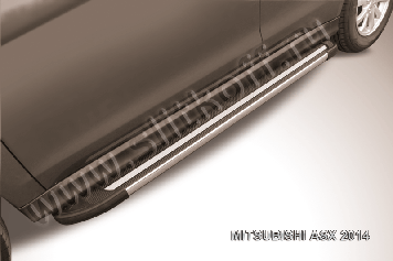 Пороги алюминиевые "Luxe Black" Mitsubishi ASX (2014)