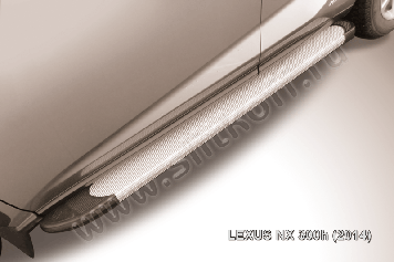 Пороги алюминиевые "Optima Silver" Lexus NX 300h (2014)
