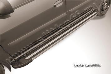 Пороги алюминиевые "Luxe Black" Lada Largus