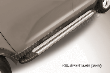 Пороги алюминиевые "Luxe Silver" на KIA Sportage (2010)