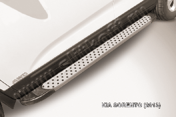 Пороги алюминиевые "Standart" на KIA Sorento (2013)