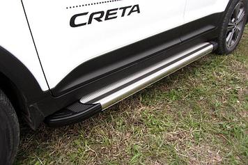 Пороги алюминиевые Luxe Silver 1700 серебристые Hyundai CRETA 4WD 2016