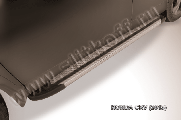 Пороги алюминиевые "Luxe Silver" Honda CR-V (2012) 2L
