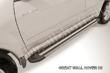 Пороги алюминиевые "Luxe Black" на Great Wall Hover H5