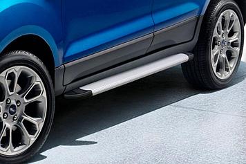 Пороги алюминиевые Optima Silver 1600 серебристые на Ford EcoSport (2017)