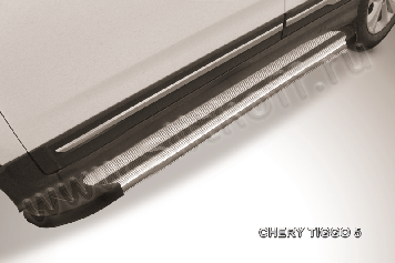 Пороги алюминиевые "Luxe Silver" на Chery Tiggo 5