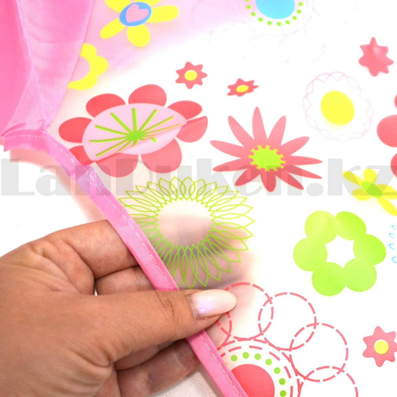 Детский фартук с рукавами непромокаемый слюнявчик с цветами розовый - фото 7 - id-p94385880