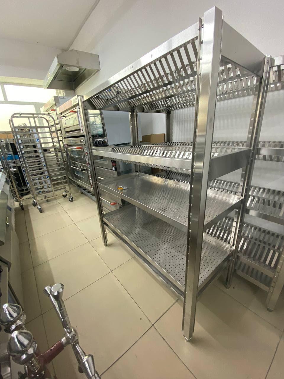 Стеллаж Универсальный 120 см. 2 полки для тарелок и 2 плоские