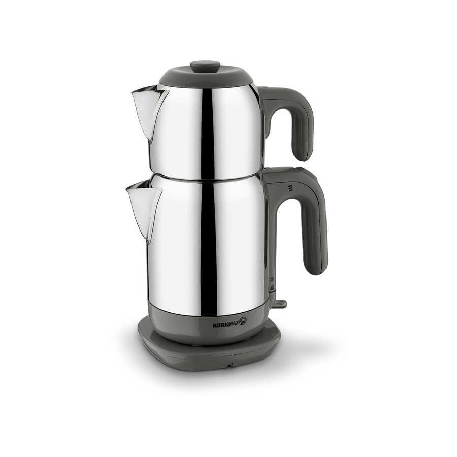 Турецкий электрический чайник/самовар Korkmaz Demtez Satin/серый 1,1 л ...
