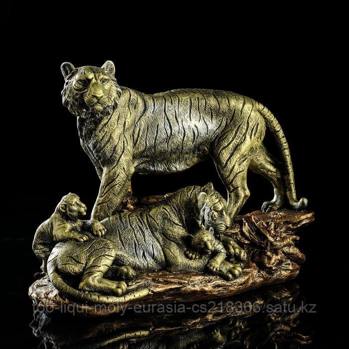 Статуэтка "Тигр семья", бронзовый цвет, 27 см - фото 1 - id-p94408192