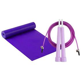 Набор для фитнеса (эспандер ленточный+скакалка скоростная), цвет фиолетовый