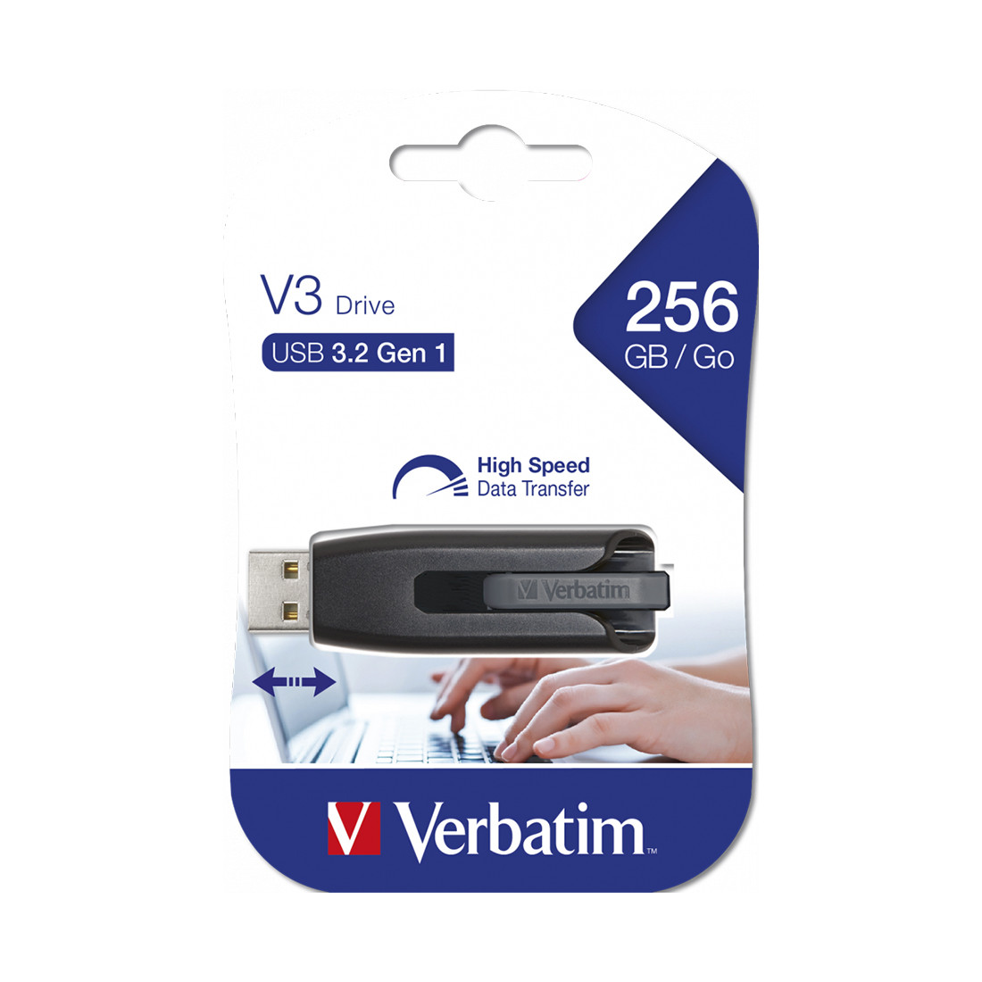 USB-накопитель, Verbatim, 49168, 256GB, USB 3.2, Чёрный - фото 3 - id-p94390276