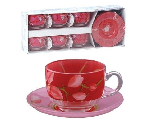 Набор чайных пар 6 персон Red Orchis (LUMINARC, Франция), фото 1