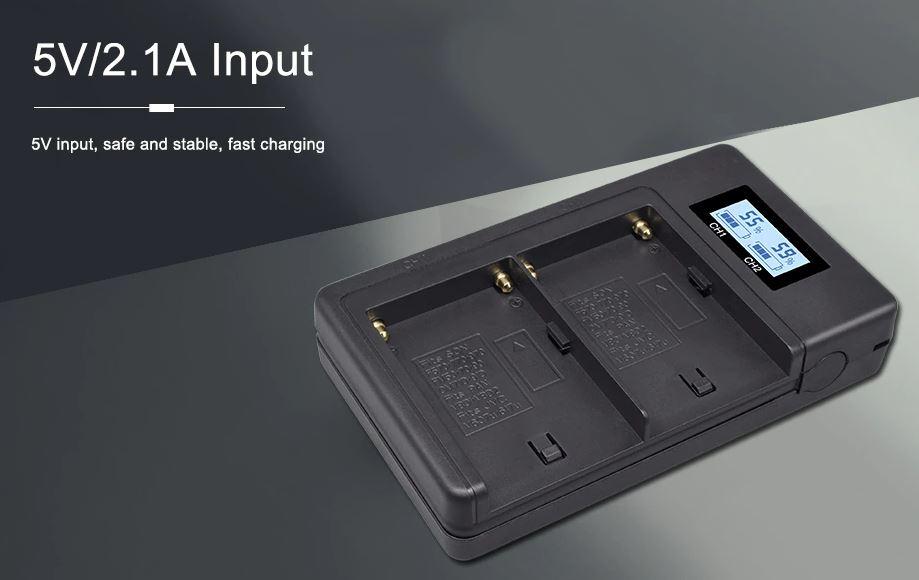 USB двойное зарядное устройство с дисплеем для аккумулятора Sony NP-F970 - фото 1 - id-p94418611