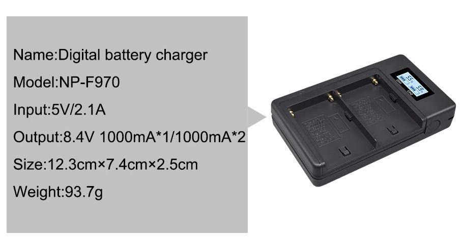USB двойное зарядное устройство с дисплеем для аккумулятора Sony NP-F970 - фото 3 - id-p94418611