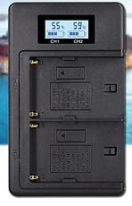 USB двойное зарядное устройство с дисплеем для аккумулятора Sony NP-F970, фото 2
