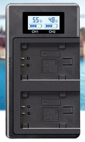 USB двойное зарядное устройство с дисплеем для аккумулятора Sony NP-FV100